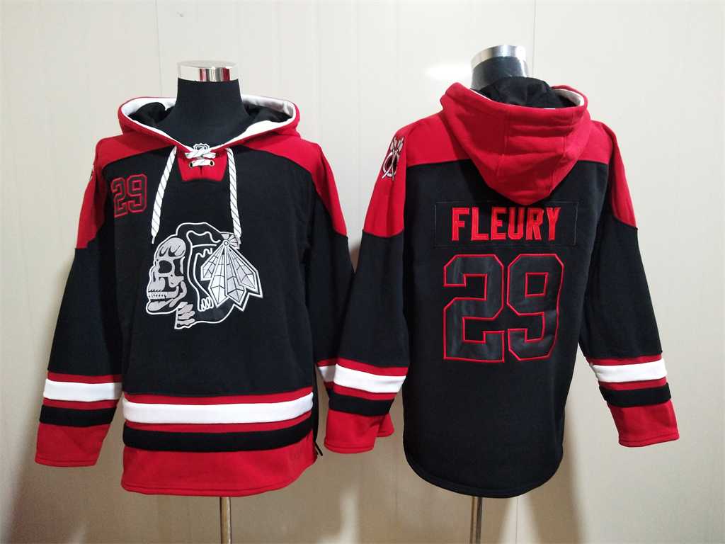 Blackhawks 29 Fleury Black Skull All Stitched Sweatshirt Hoodie,We sell and wholesale Blackhawks 29 Fleury Black Skull All Stitched Sweatshirt Hoodie on line form chian!